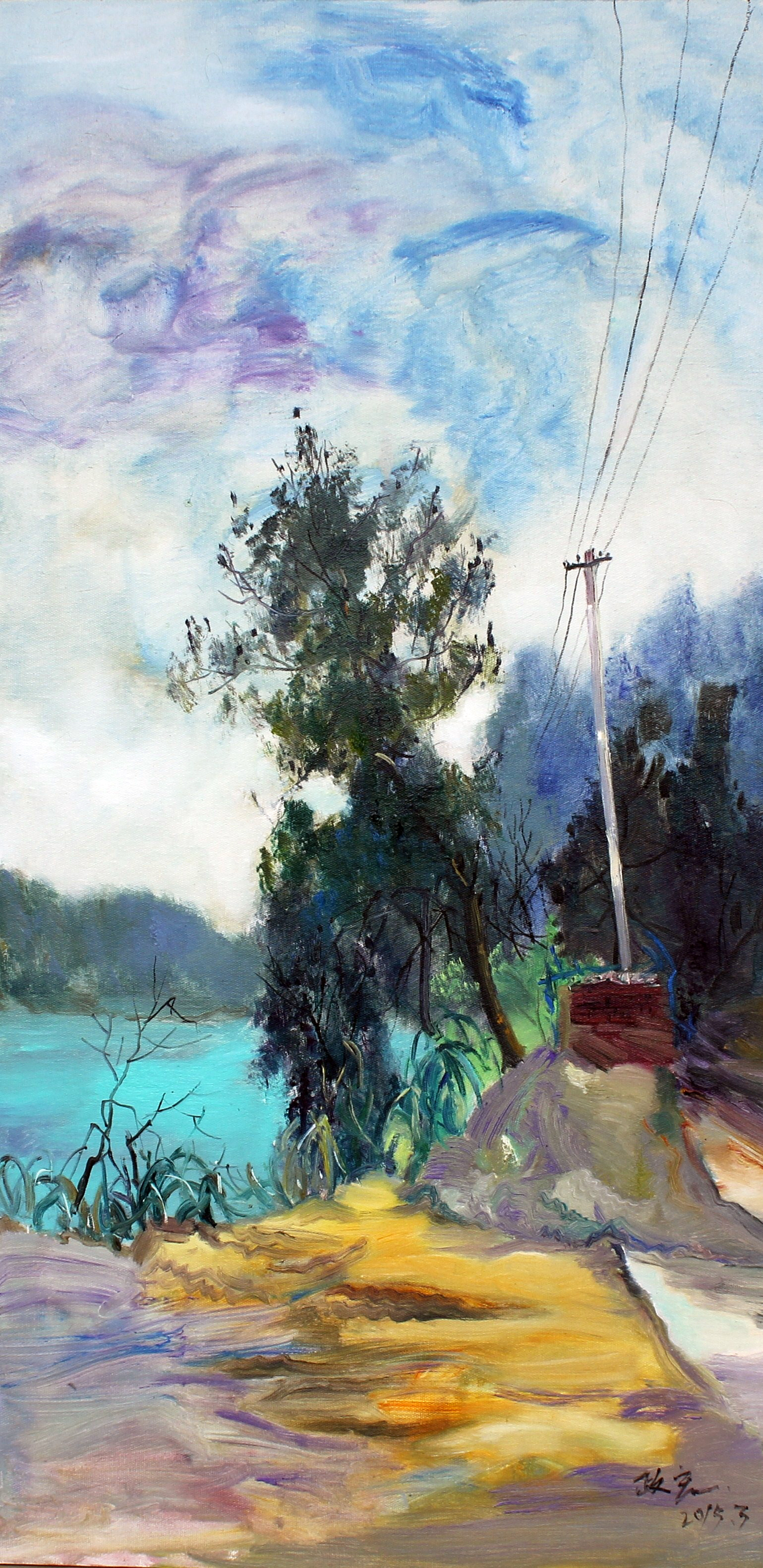 蓝色河畔_布面油画_油画_宝甄网