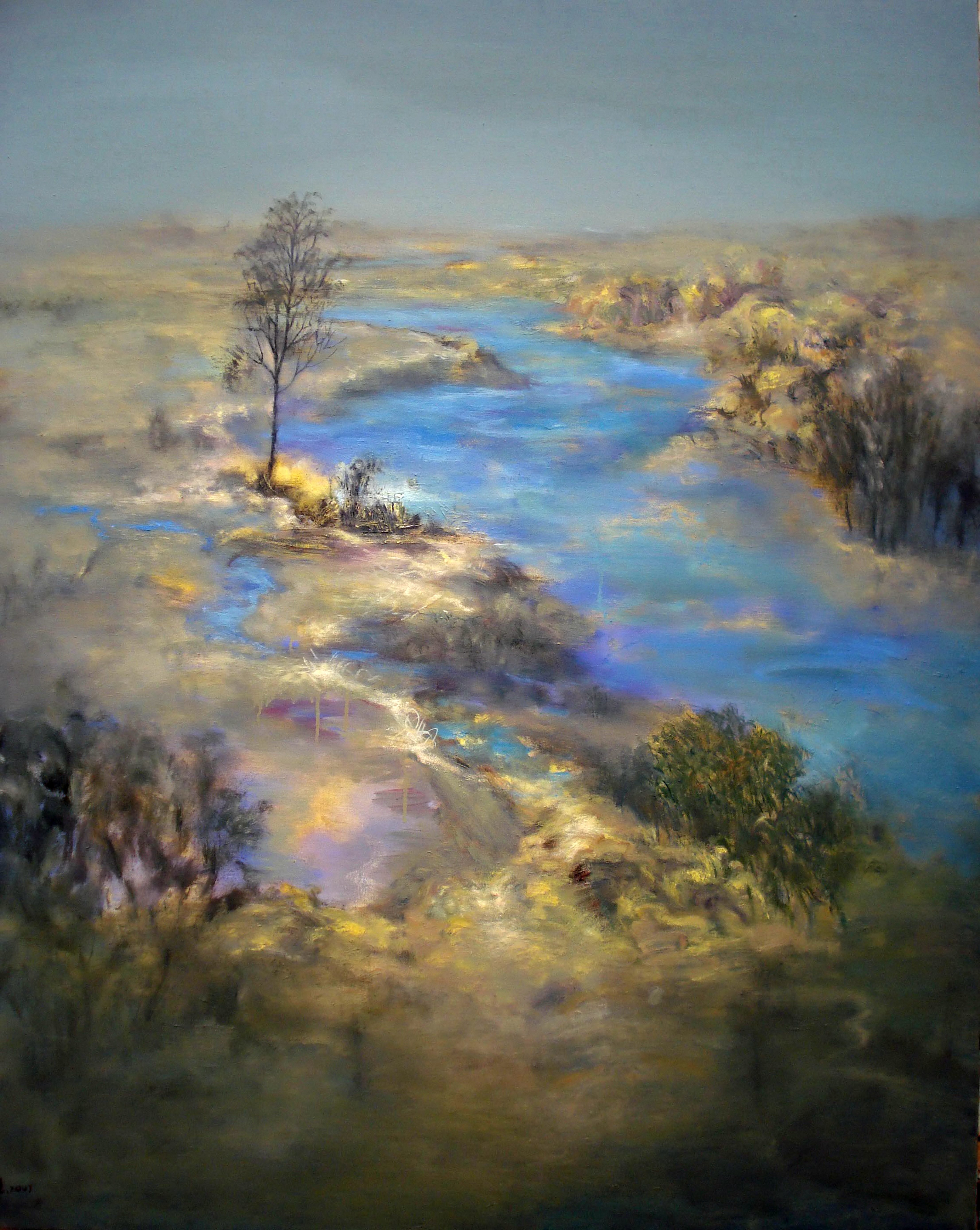 蓝色的河_布面油画_油画_宝甄网