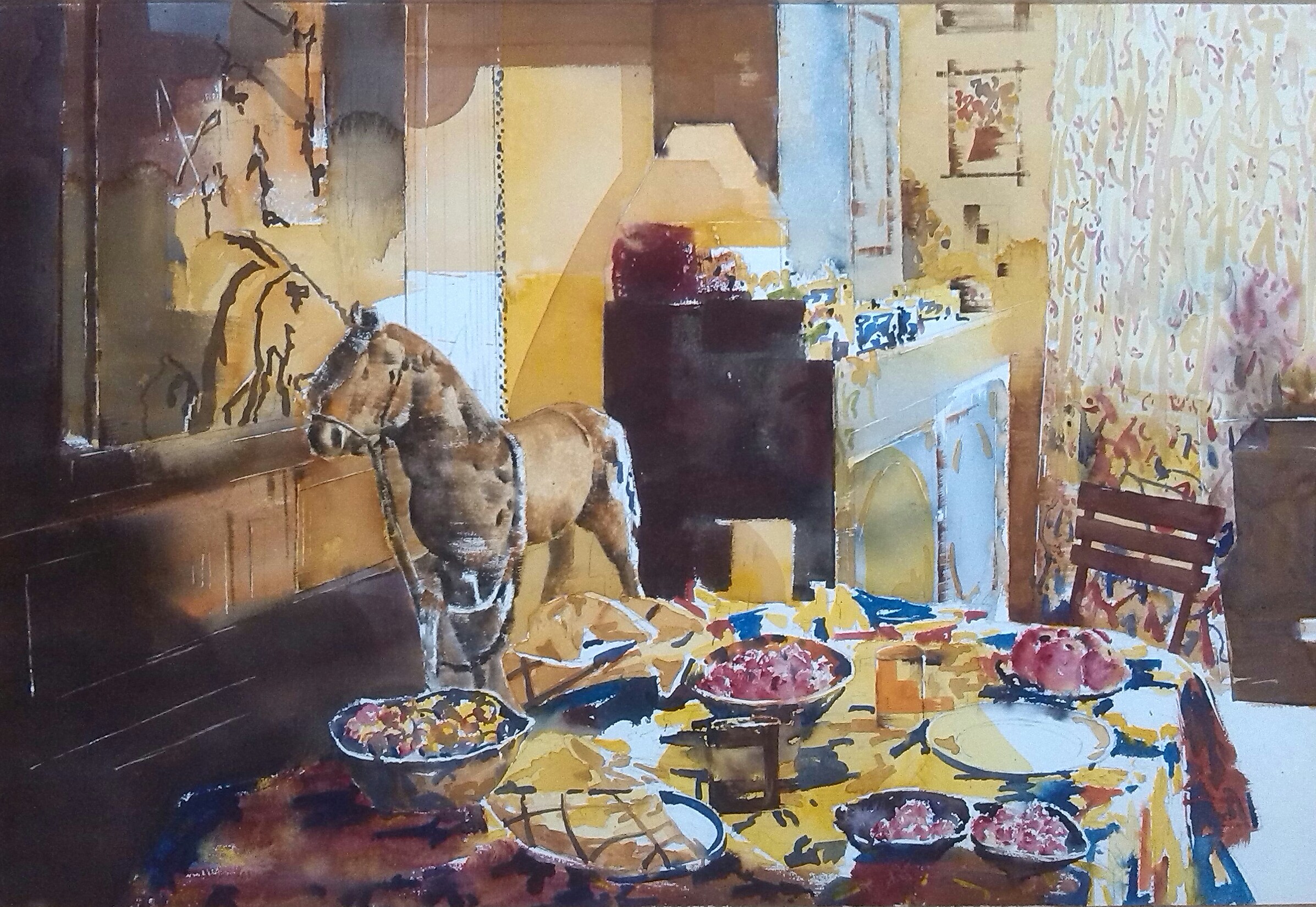 室内一角_水彩_宝甄网