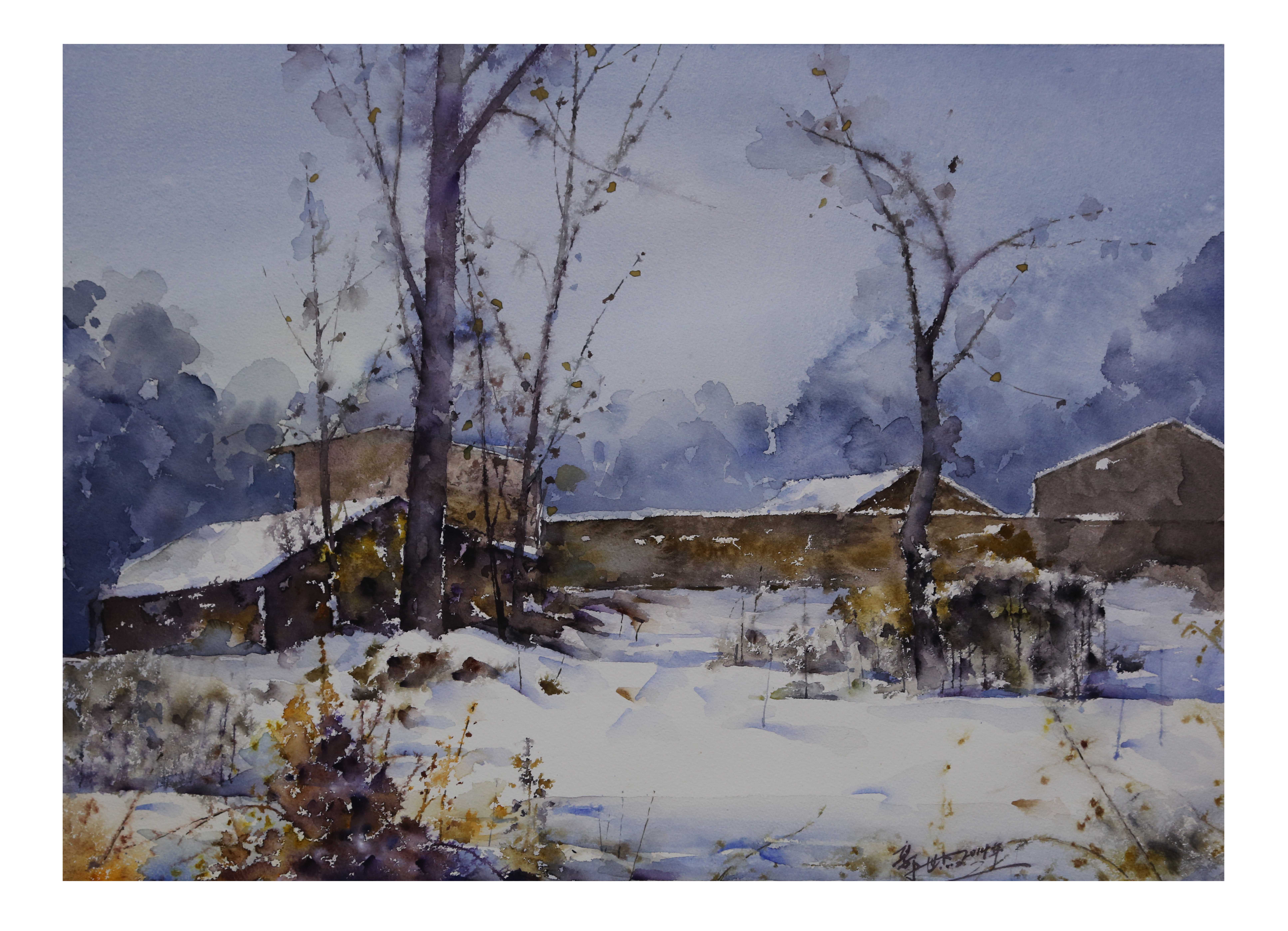 家乡的雪——1_水彩_宝甄网