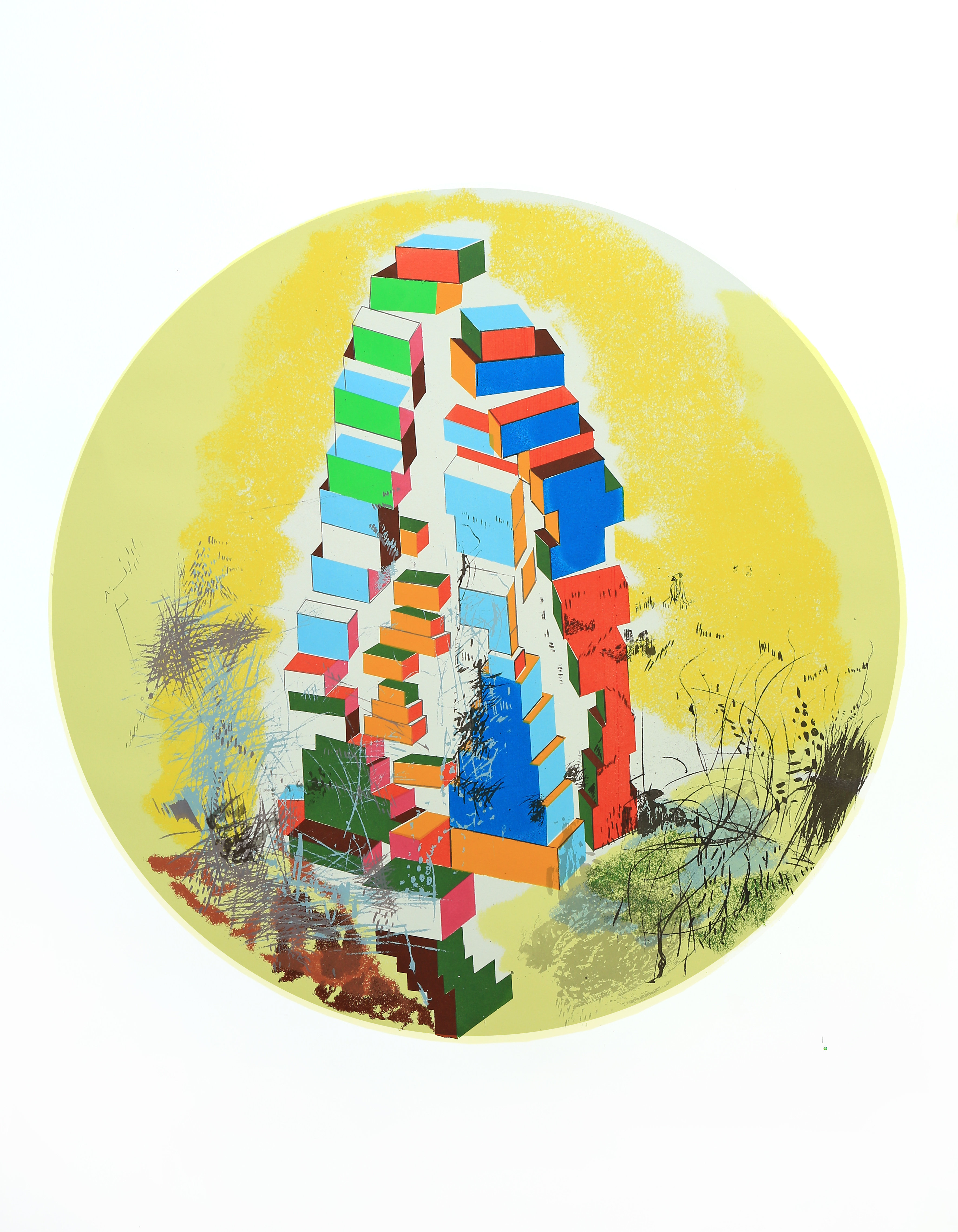 巴别塔_丝网版_版画_宝甄网