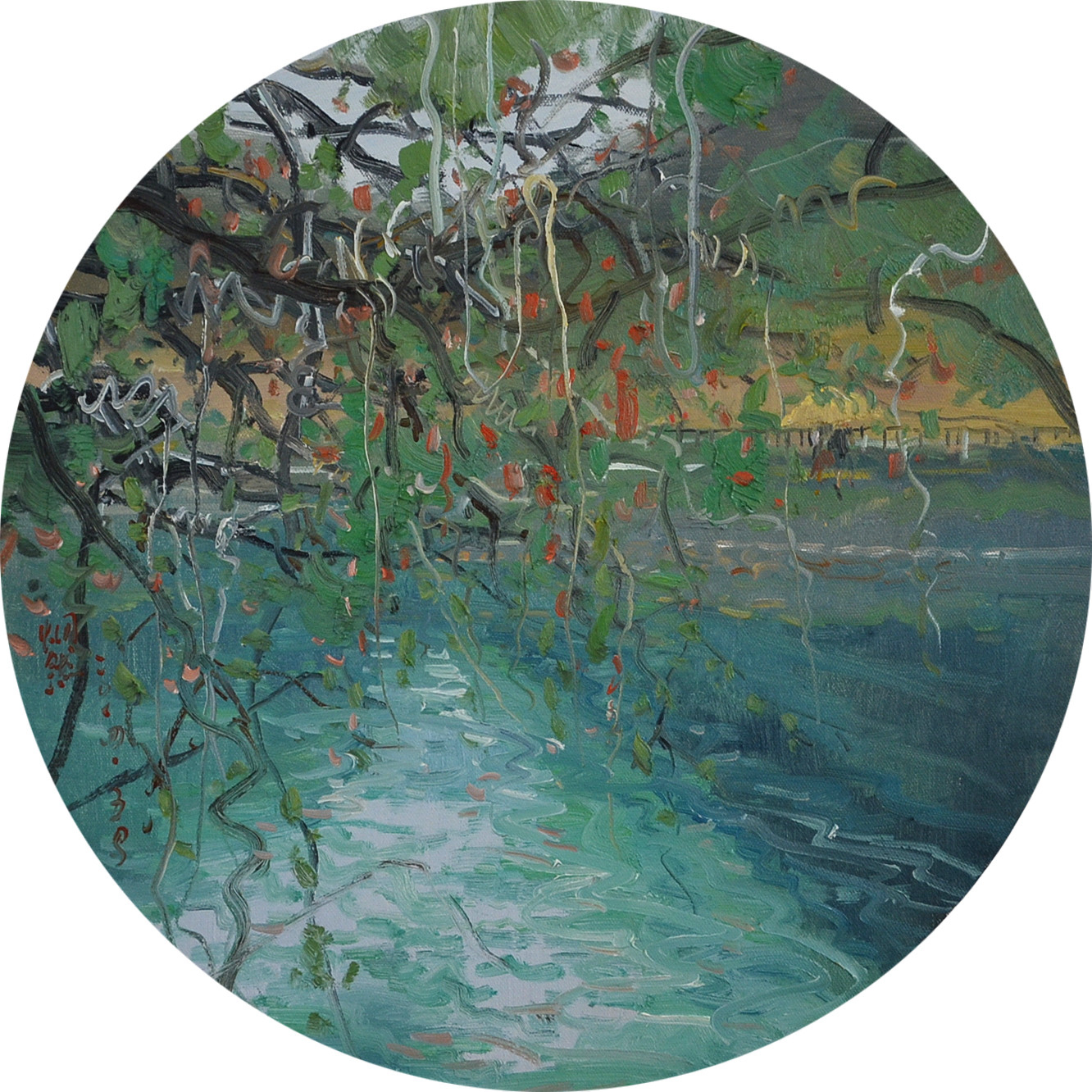 圆幅风景小品系列3_布面油画_油画_宝甄网