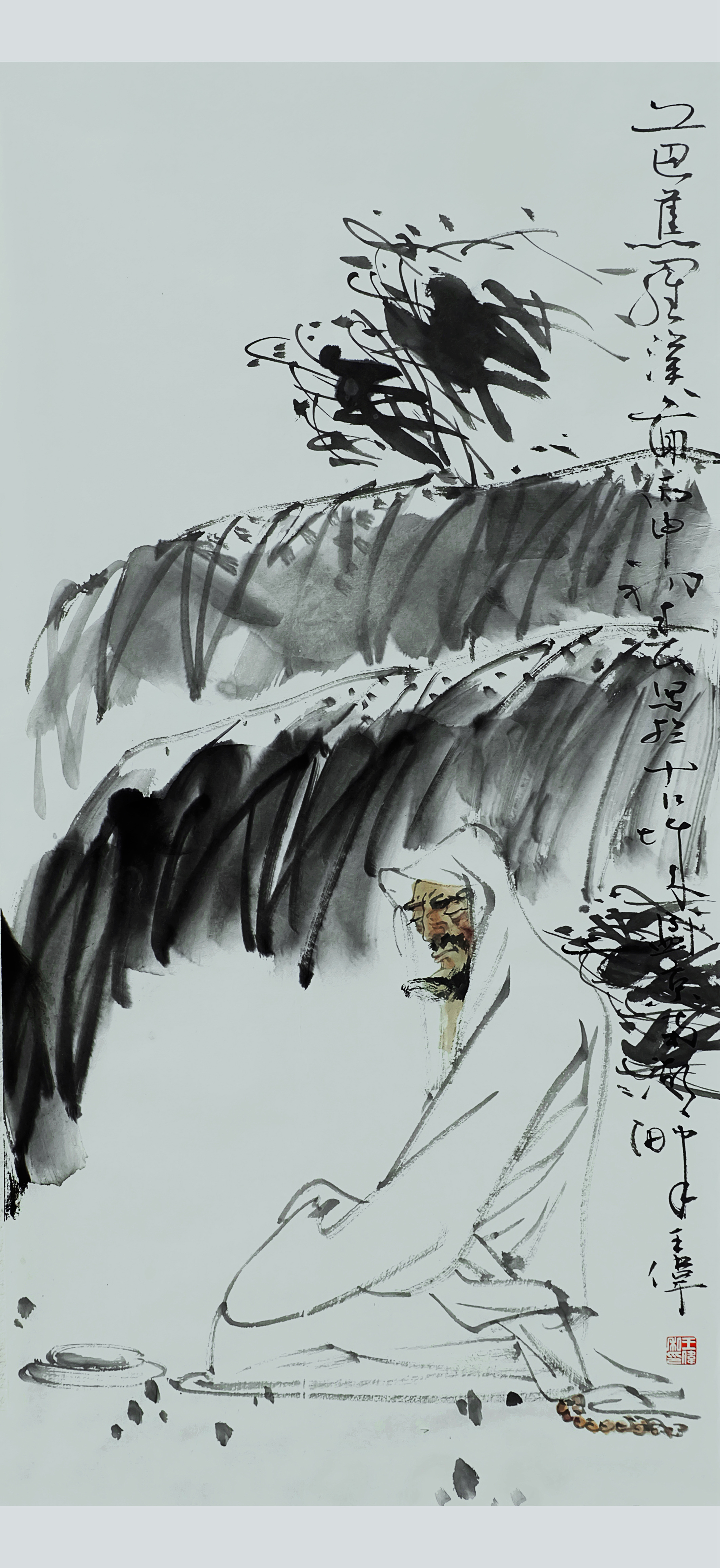 芭蕉罗汉图_纸本水墨_国画_宝甄网