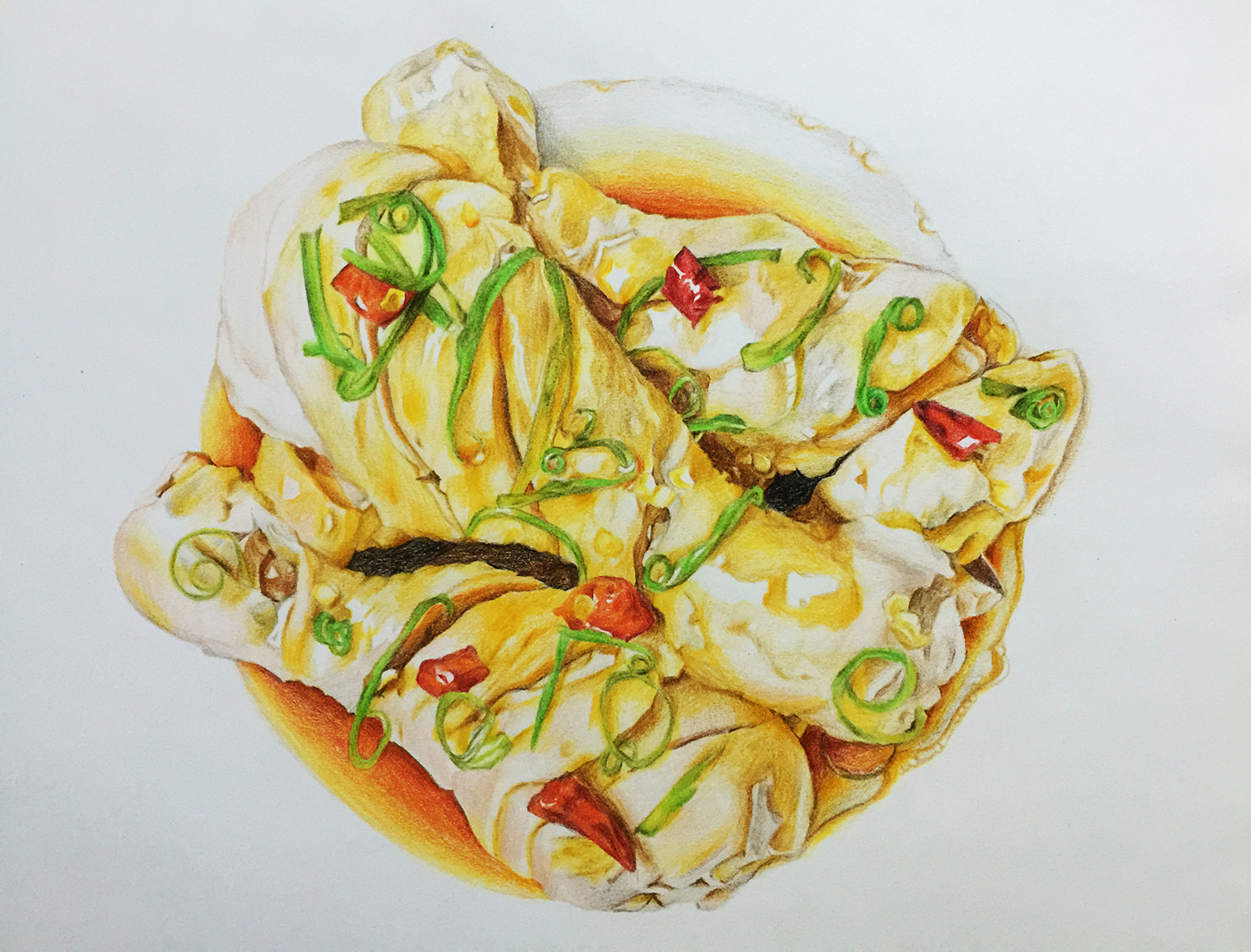 葱油鸡腿_纸本综合材料_水彩_宝甄网