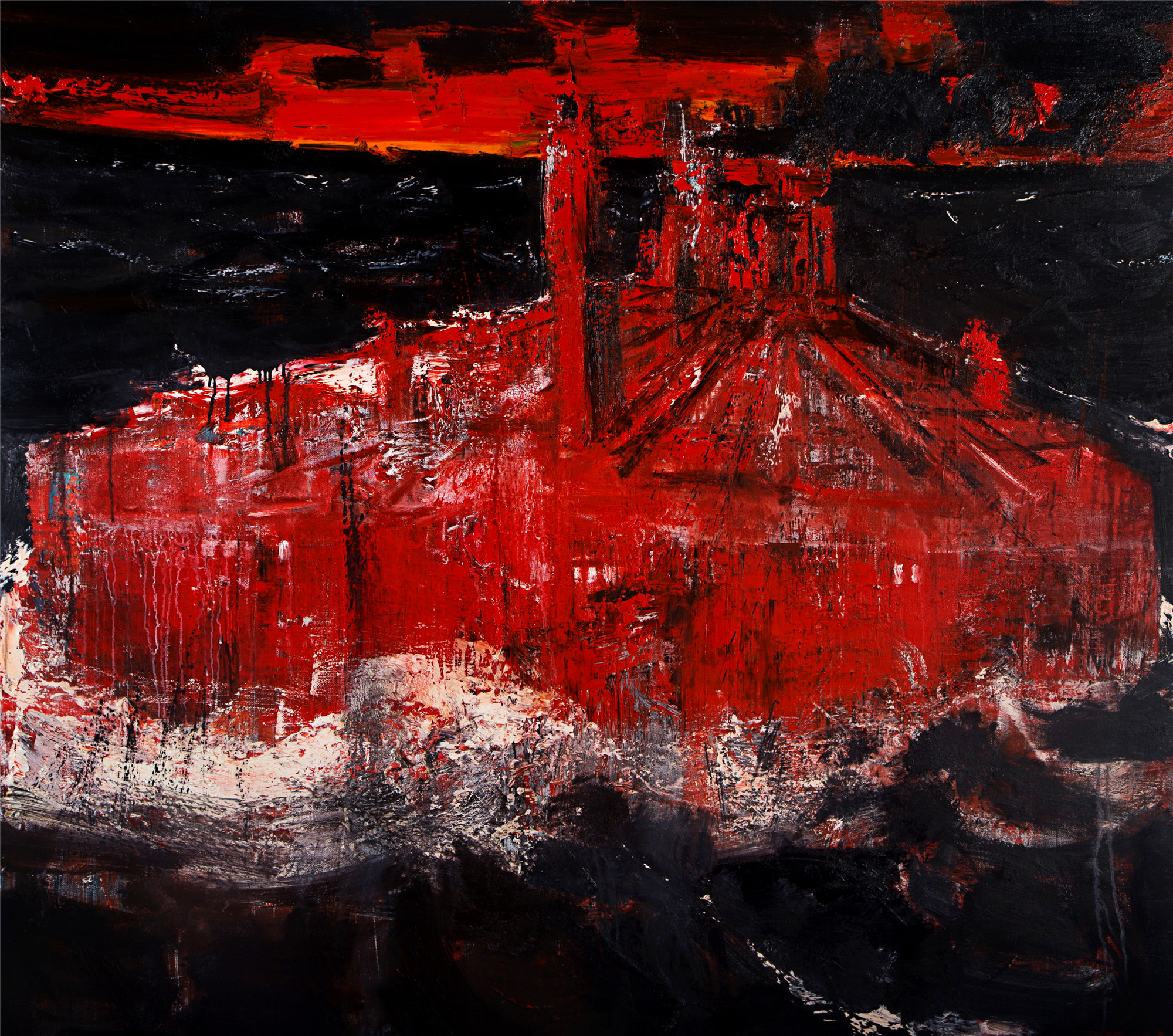 红船_布面油画_油画_宝甄网