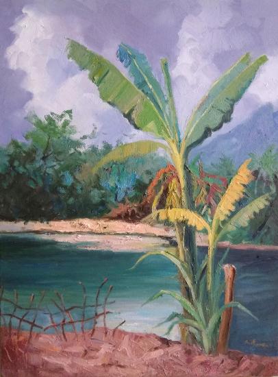 《芭蕉树》_布面油画_油画_宝甄网