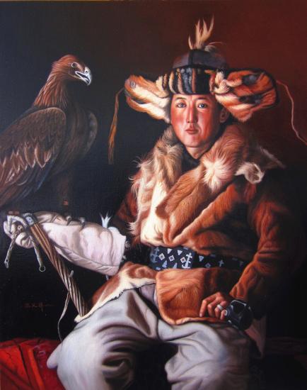 《金雕与主人》_布面油画_油画_宝甄网