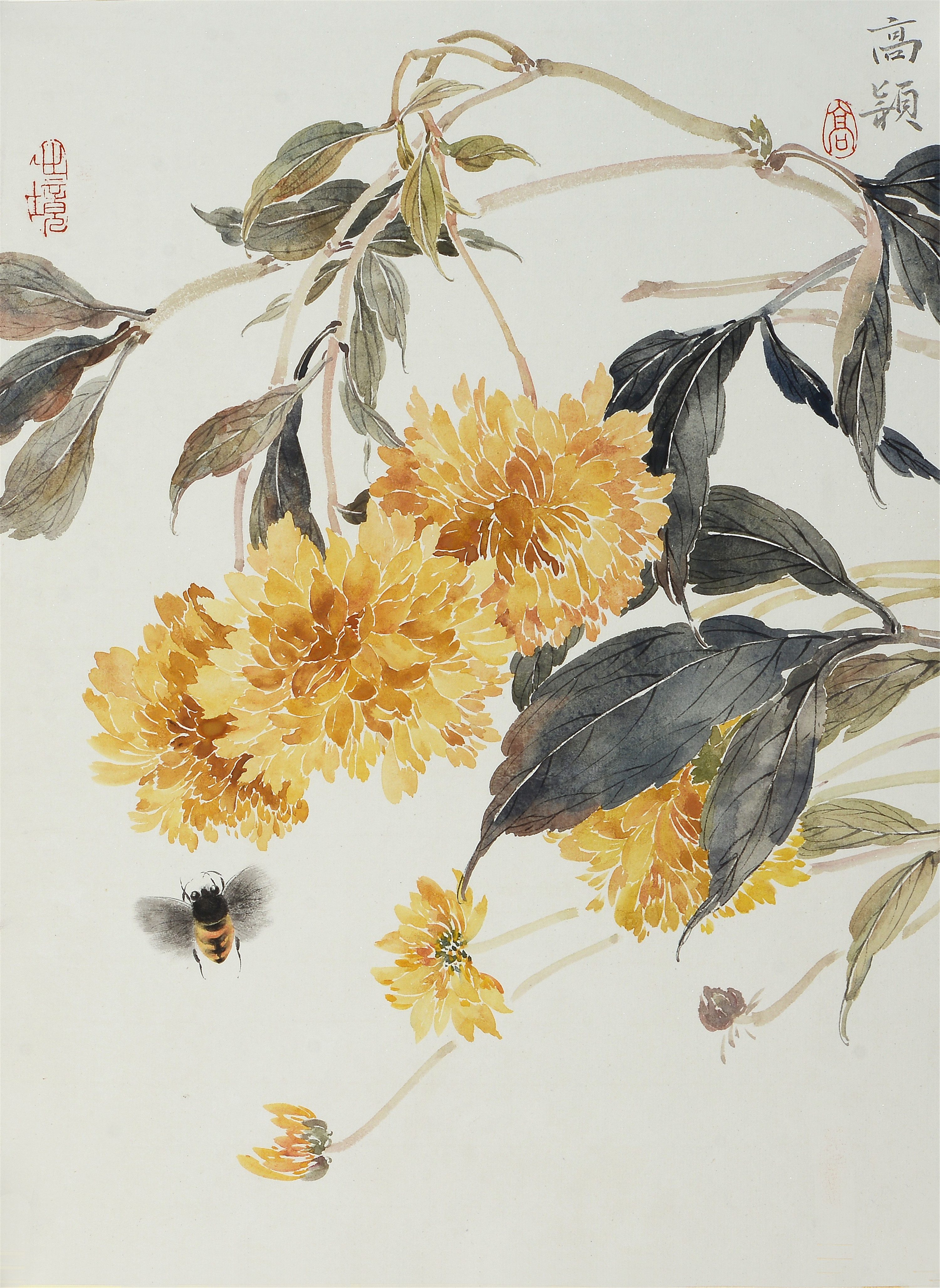 菊_纸本水墨_国画_宝甄网