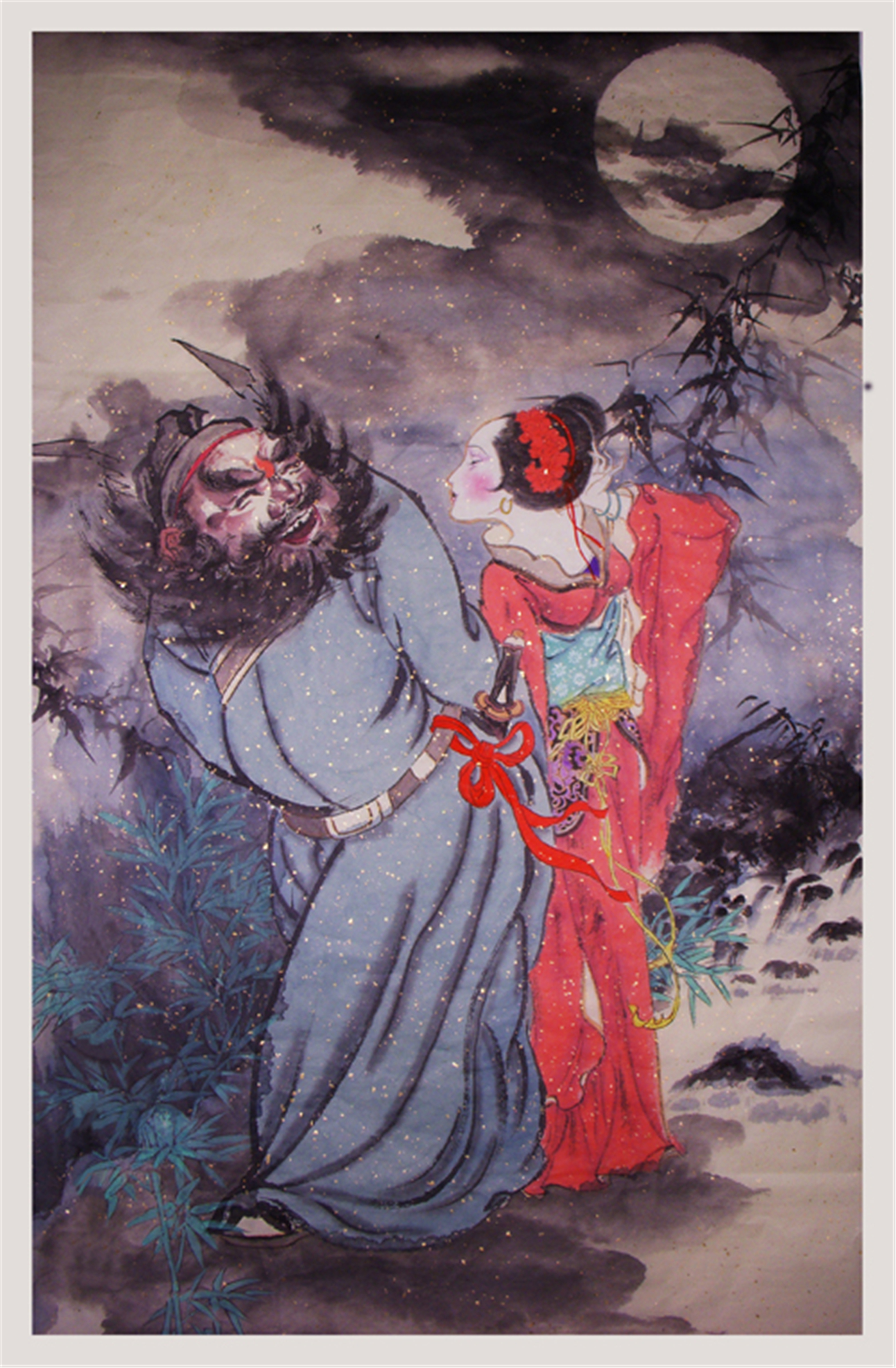 钟馗嫁妹_纸本水墨_国画_宝甄网