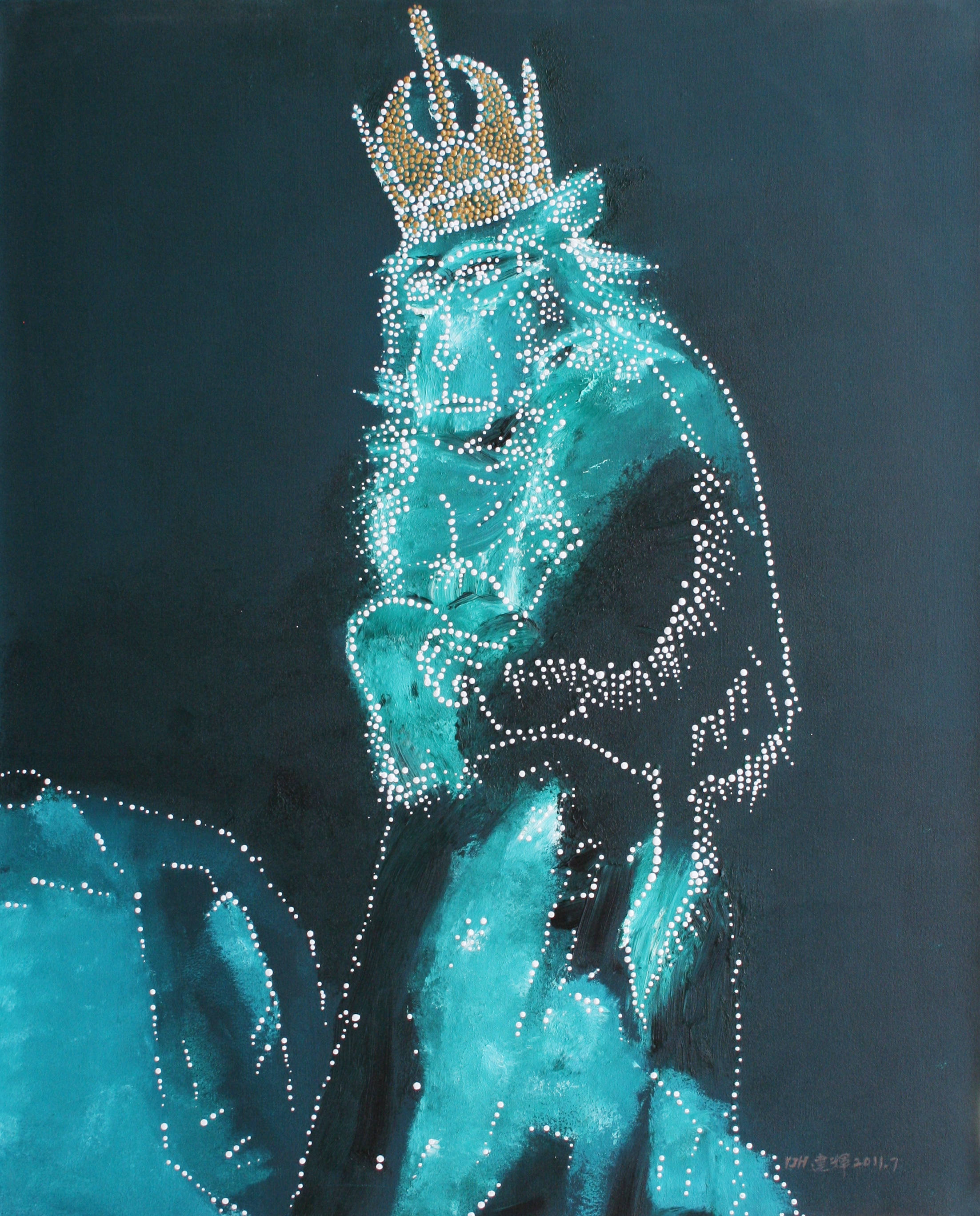 戴冠的猴子_布面丙烯_油画_宝甄网