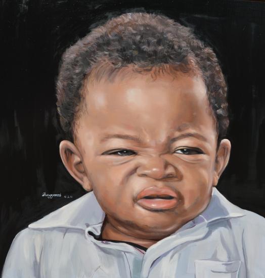 小黑孩儿_布面油画_油画_宝甄网