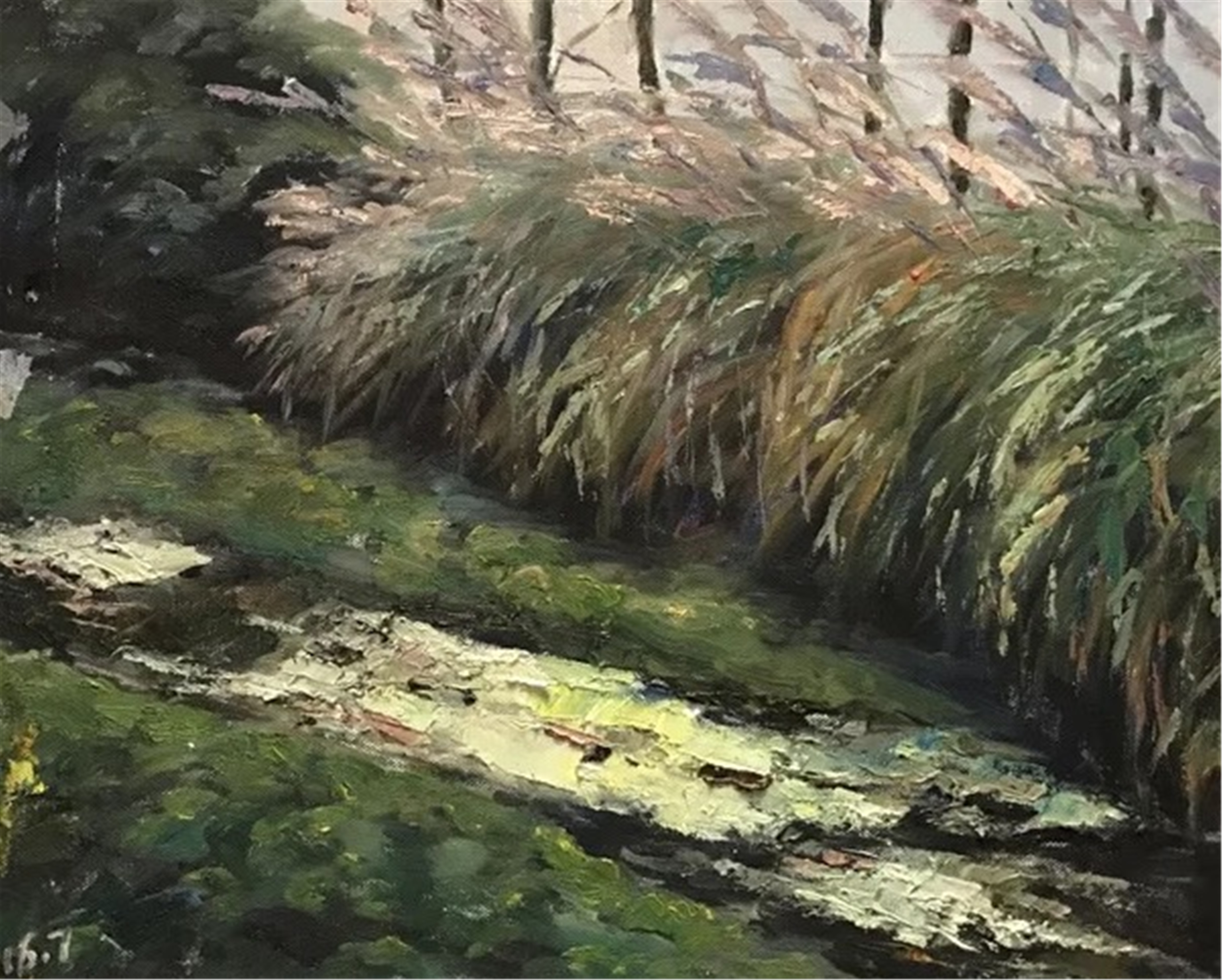 灌木丛_布面油画_油画_宝甄网