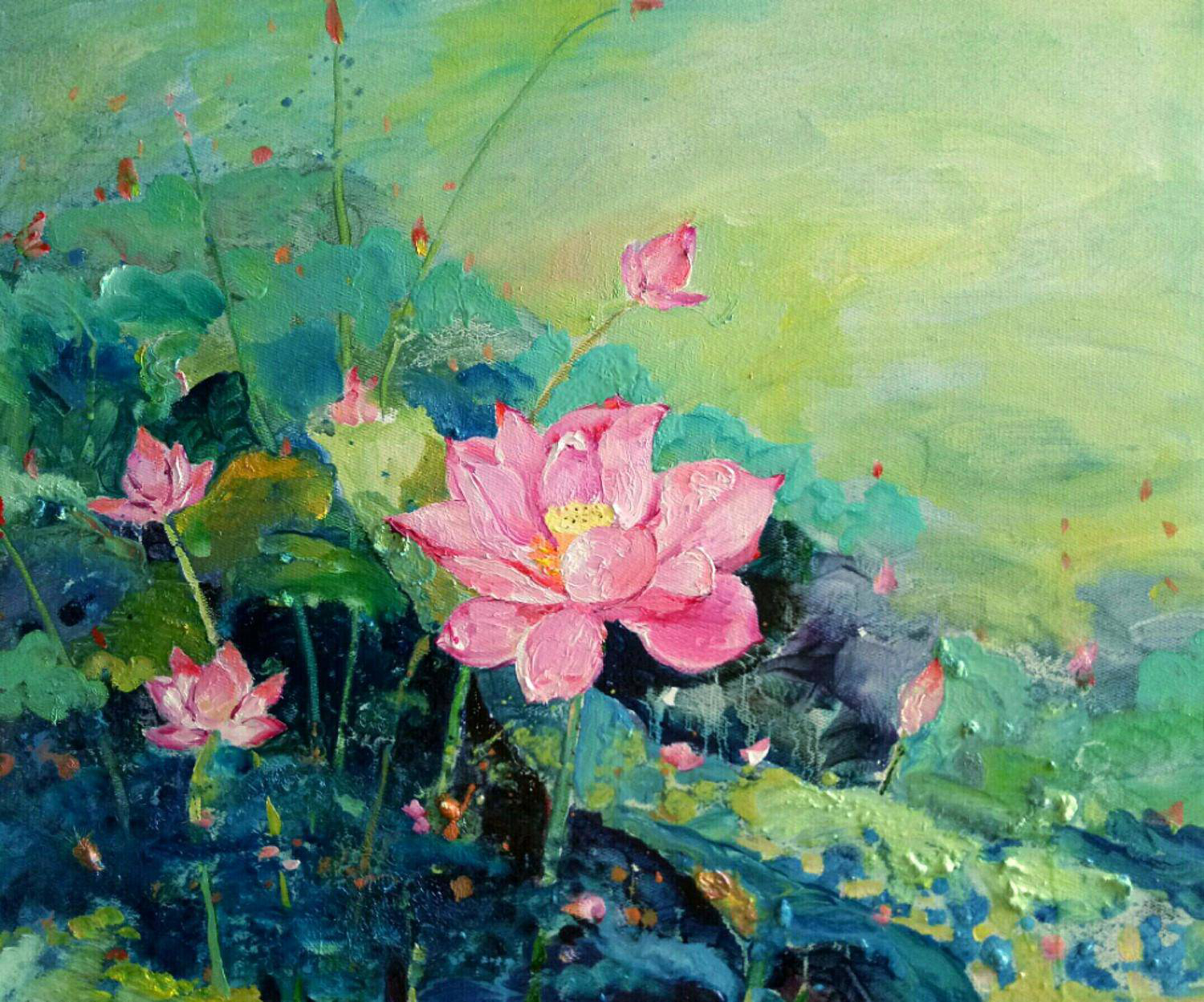 夏荷_布面油画_油画_宝甄网