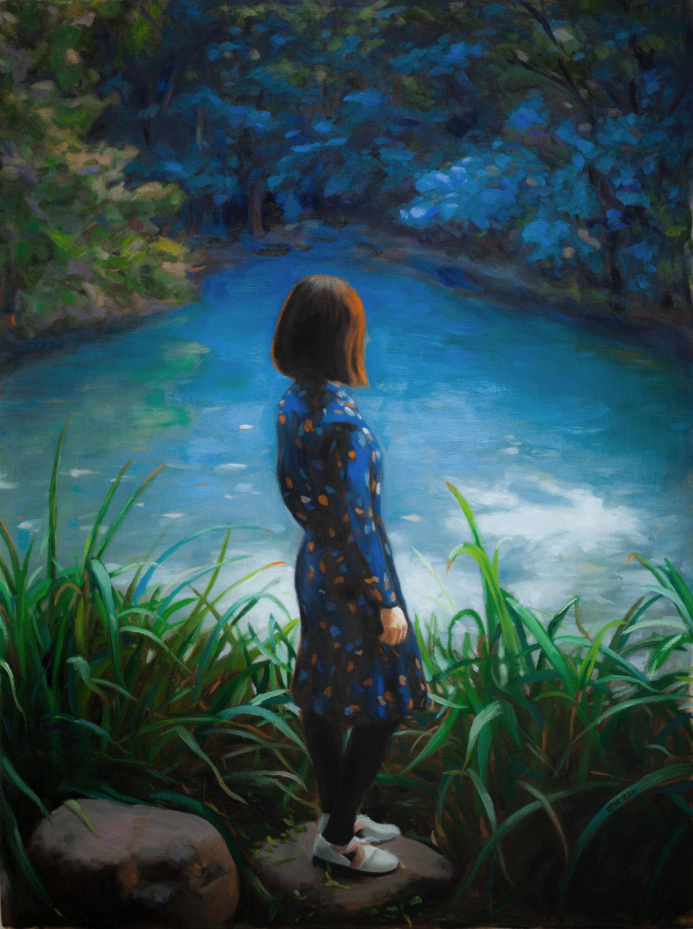 池塘_布面油画_油画_宝甄网