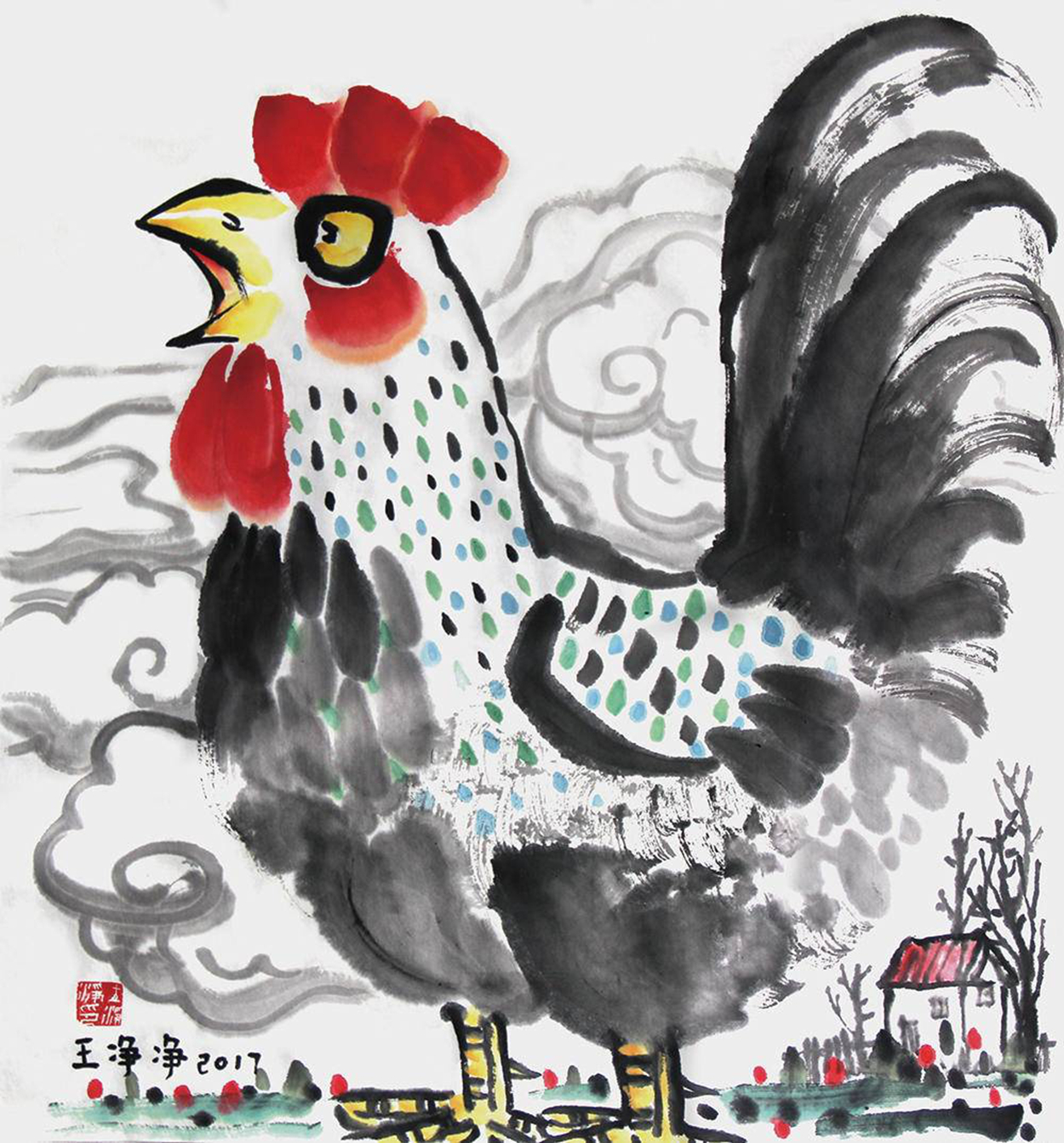 水墨鸡_纸本水墨_国画_宝甄网