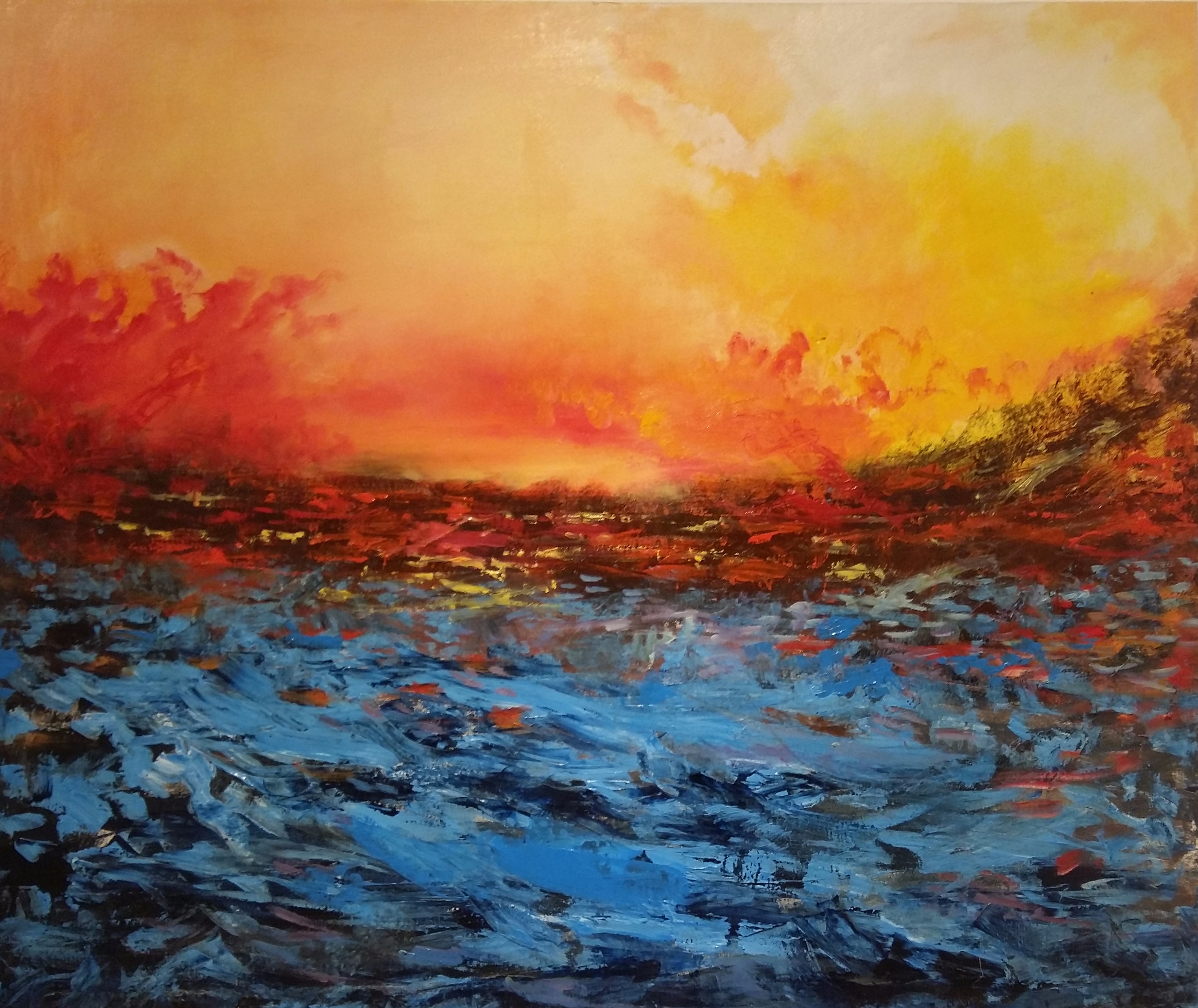 红与蓝_布面油画_油画_宝甄网