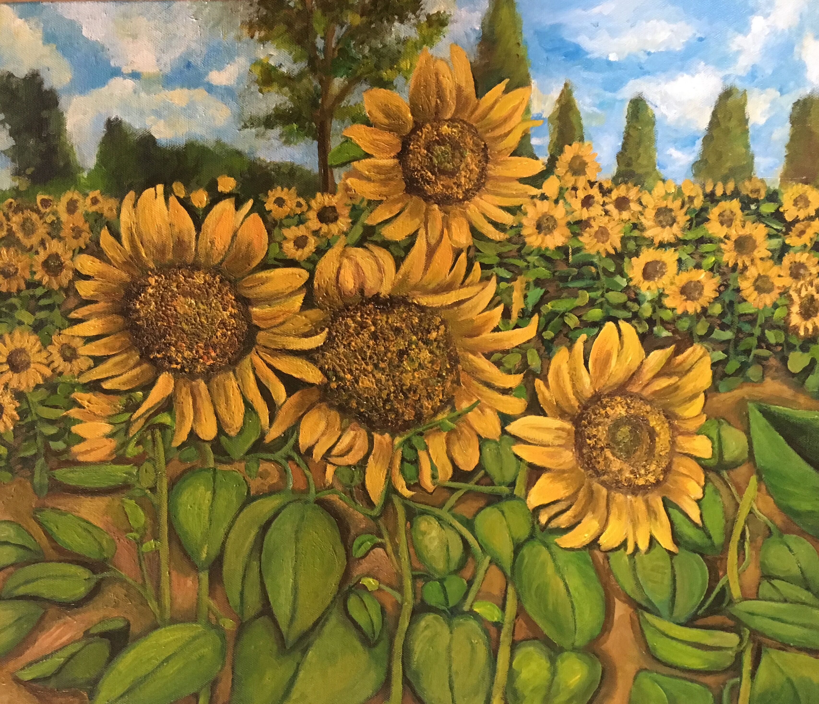 向日葵园_布面油画_油画_宝甄网