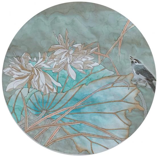 荷花创作五_纸本设色_国画_宝甄网