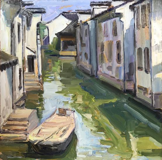 西塘之四_木板油画_油画_宝甄网