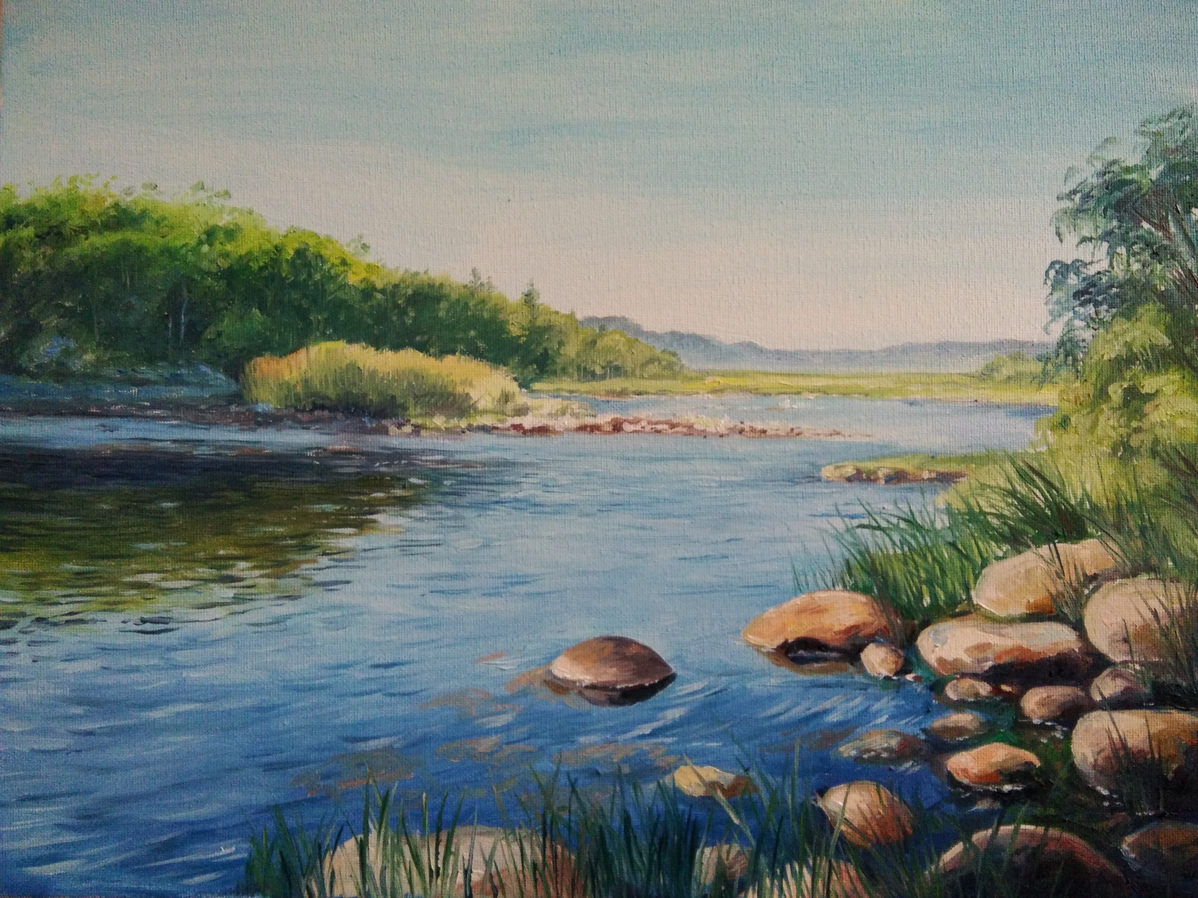 郊外河流2_布面油画_油画_宝甄网