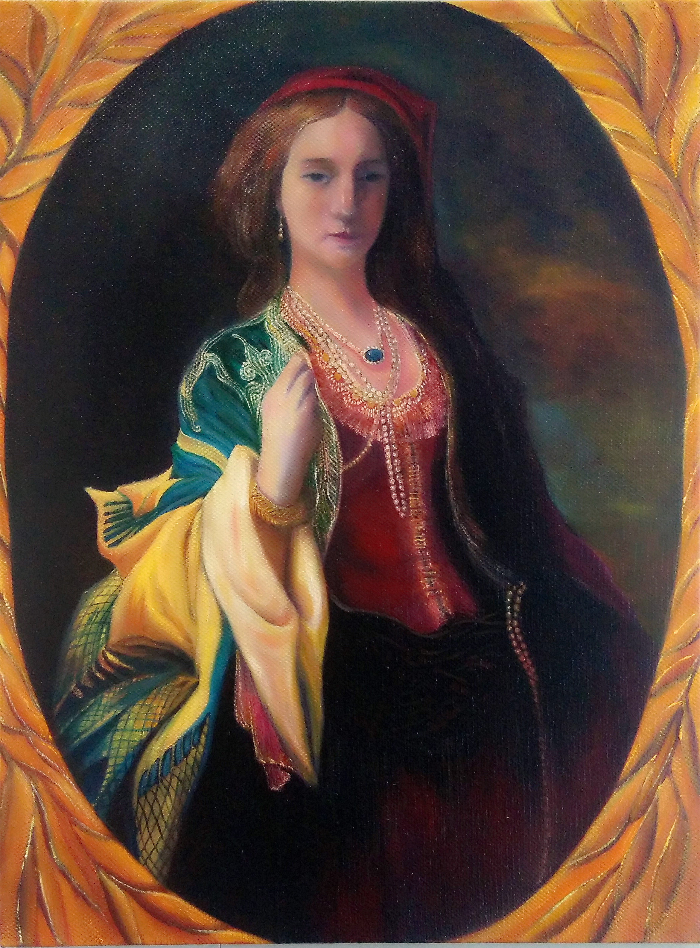 佩戴珍珠的贵妇