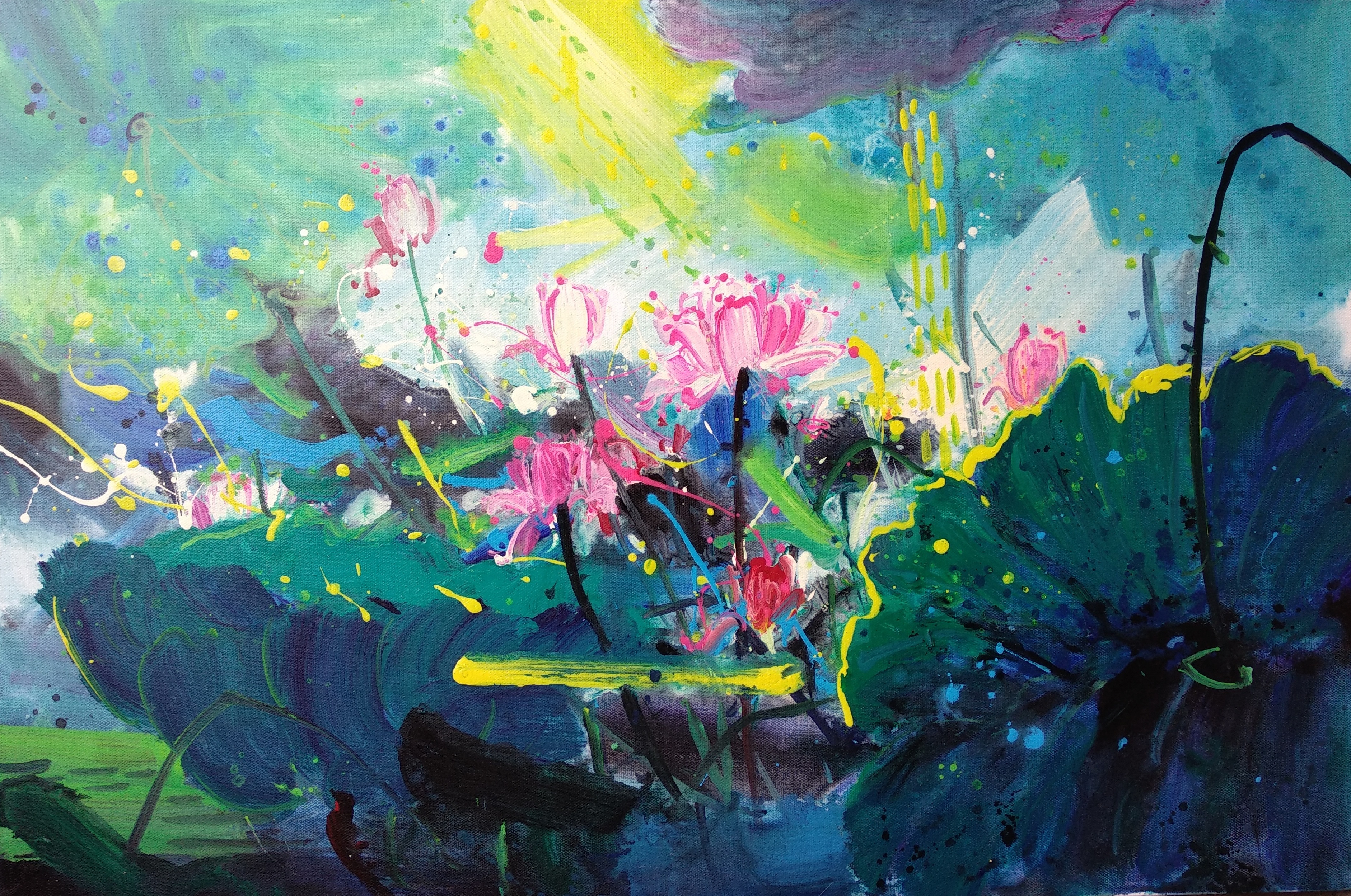 《荷之乐》之二十三_布面丙烯_油画_宝甄网