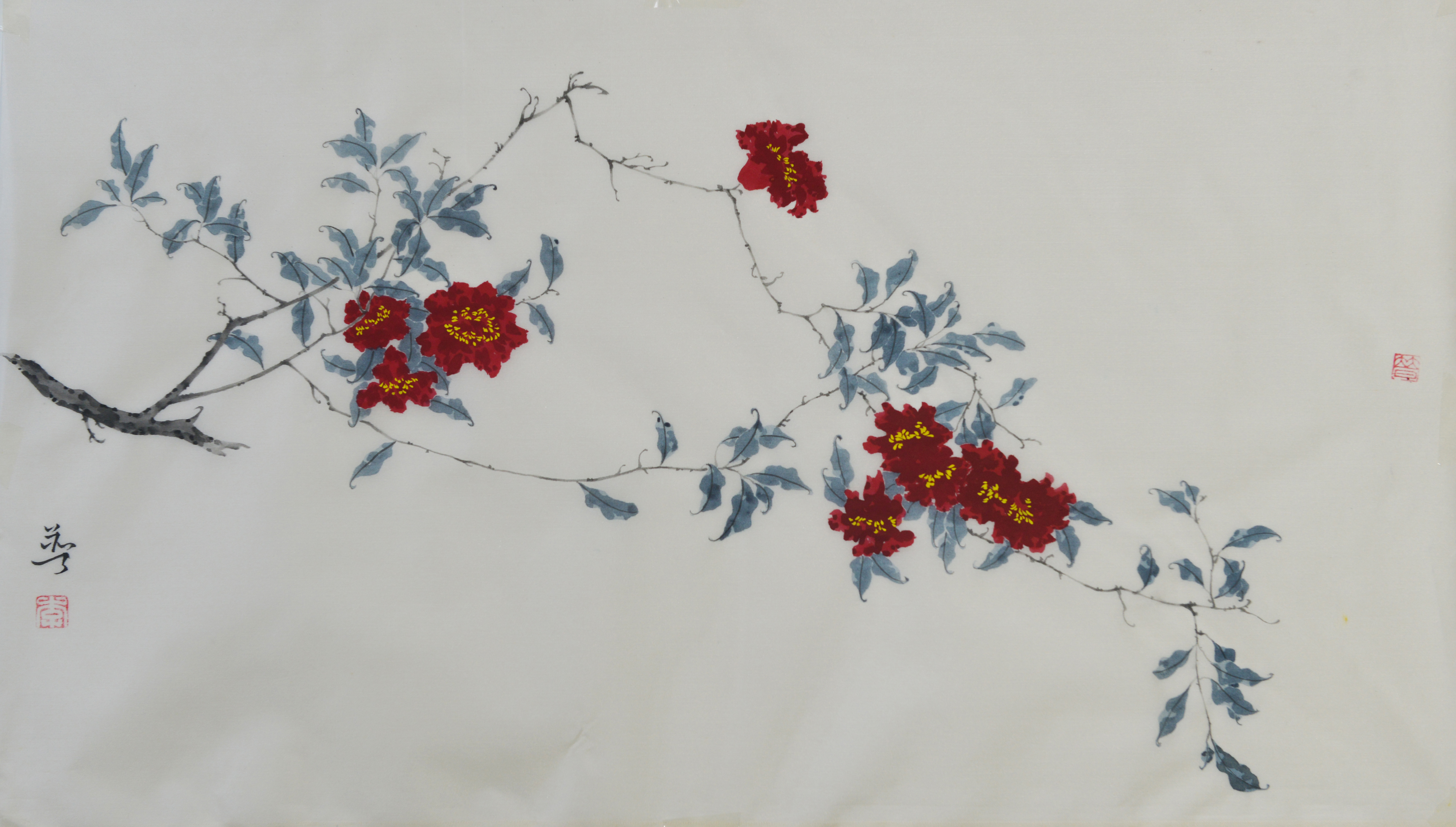 石榴花二_纸本水墨_国画_宝甄网
